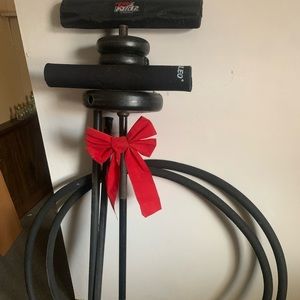 15 piece at home gym gear equipment, 150inch Trampoline, electronics neck aid.